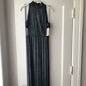 High neck black formal dress